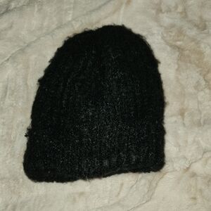Steve Madden Charcoal Black Fuzzy Beanie
